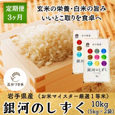 ふるさと納税 盛岡市 【毎月定期便】5分づき米 銀河のしずく10kg(5kg×2) 盛岡産全3回
