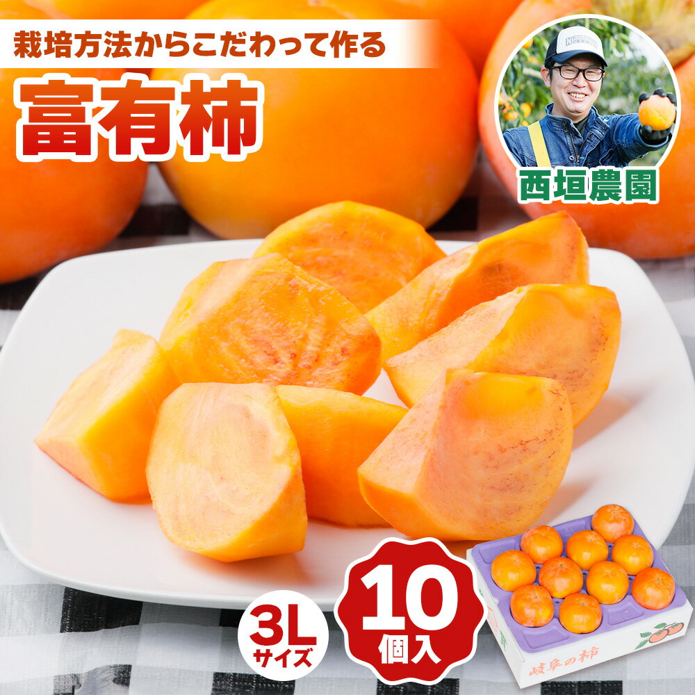 【ふるさと納税】[先行予約]《柿の王様》西垣農園の富有柿 3Lサイズ (10個入)11月中旬~12月上旬発送予定 [mt021] [0594]｜かき 富有柿 ふゆうがき フルーツ 令和6年 カキ 果物 くだもの 産地直送 岐阜県 本巣市 特産品 お取り寄せ 18000円