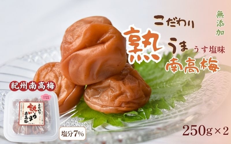 
                  こだわり熟うま南高梅（うす塩味）250g×2個 塩分 約7％ ｜ 梅干し 梅干 うめぼし 梅 和歌山県 みなべ町 南高梅 紀州南高梅  【sakachu002A】
                
