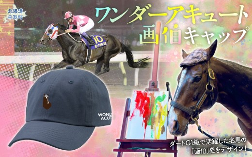 【ワンダーアキュート画伯】キャップ 【ふるさと納税 人気 おすすめ ランキング 馬 競馬 競走馬 引退馬 ワンダーアキュート 帽子 ぼうし キャップ 生活 日高 北海道 平取町 びらとり 送料無料】 BRTV202