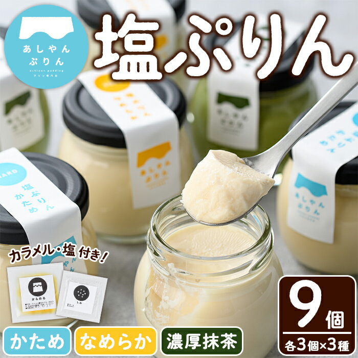 【ふるさと納税】自家製塩ぷりんオリジナルセット(9個) ぷりん プリン デザート スイーツ おやつ 芦屋塩 ギフト プレゼント 贈答用 贈り物 瓶入り 抹茶 塩ぷりん 塩プリン 食べくらべ 食べ比べ セット 詰め合わせ カラメル 洋菓子【あしやんぷりん】