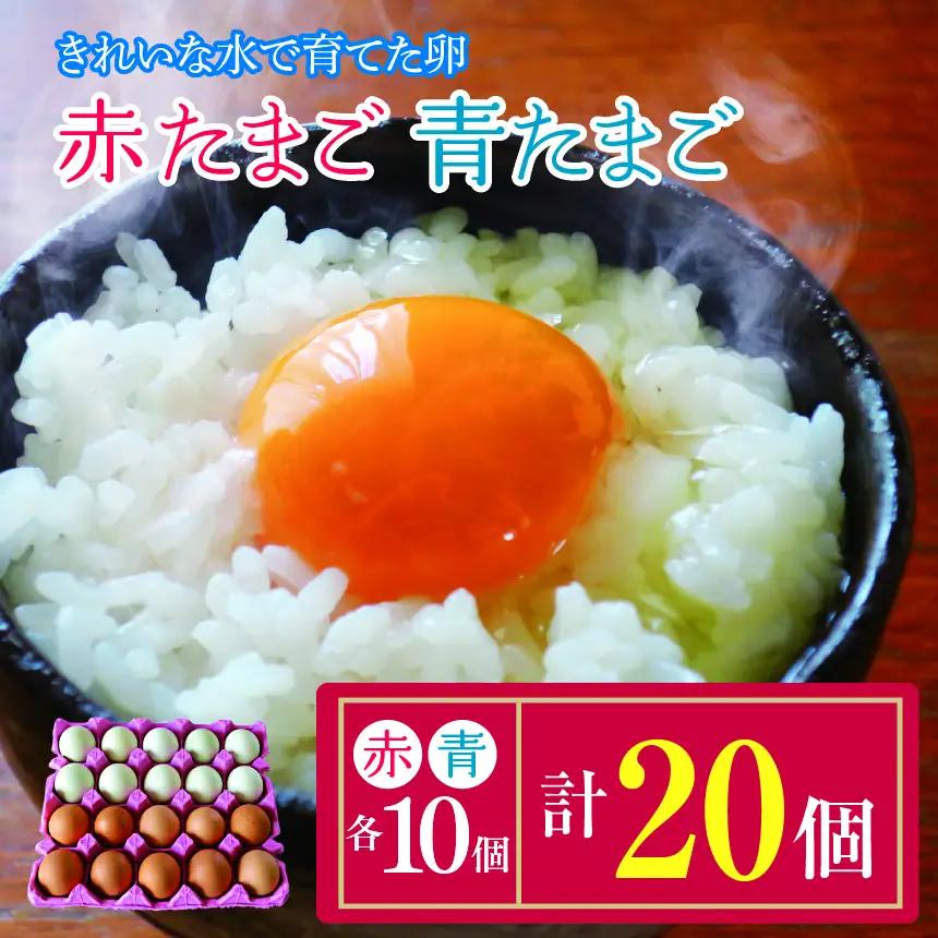 2週間以内に発送 きれいな水で育てた卵 赤たまご 青たまご（ アローカナ ）ミックス 各10個 計20個  | 保坂農場