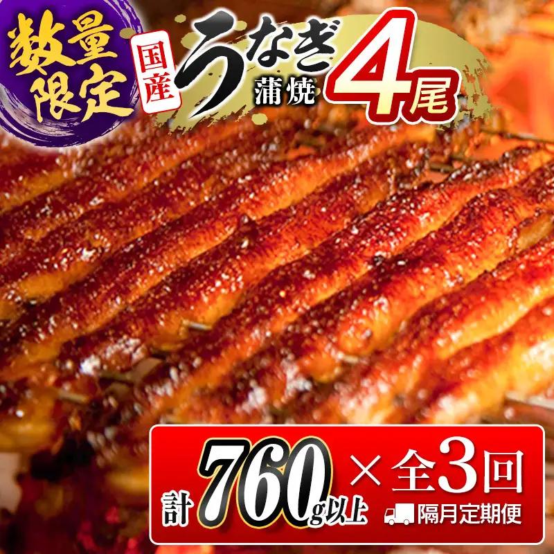 数量限定 特大 うなぎ 定期便 4尾セット 全3回 E193-760-081012