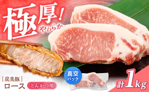 「炭美豚」 とんかつ用 ロース 1kg（250g×4パック） 真空 国産 ＜宮本畜産＞[CFA065] 豚肉 とんかつ用ロース 豚 便利 ロース 冷凍 小分け 真空パック トンカツ国産 料理 使いやす い 甘い 豚肉 ロース肉 ブランド豚 ポーク 長崎 西海 国産豚 とんかつ トンテキ ロース肉