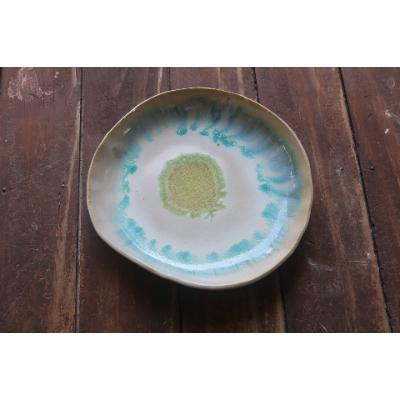 ふるさと納税 与論町 あーどぅる焼き　丸皿【サンゴ釉(白)】　大皿