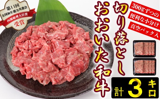 おおいた和牛切り落とし3kg（300g×10p） ※真空パック  ／ 切り落とし 牛 牛肉 黒毛和牛 牛 和牛 きりおとし キリオトシ ぎゅう ギュウ ぎゅうにく ギュウニク 国産 おすすめ すき焼き 小分け おおいた和牛 スピード発送 スピード ＜102-004＞