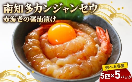 赤海老 南知多カンジャンセウ 5匹×5袋 海老の醤油漬け 海老 えび エビ 新鮮 グルメ お米 に合う コメ に合う こめ に合う ご飯 のお供 おすすめ 韓国料理 韓国グルメ おいしいエビ  晩酌 肴 おかず おもてなし料理 そうめん 雑炊 濃厚 海の幸 夕食 万能 まるごと ふるさと納税エビ 自家製ダレ  愛知県 南知多