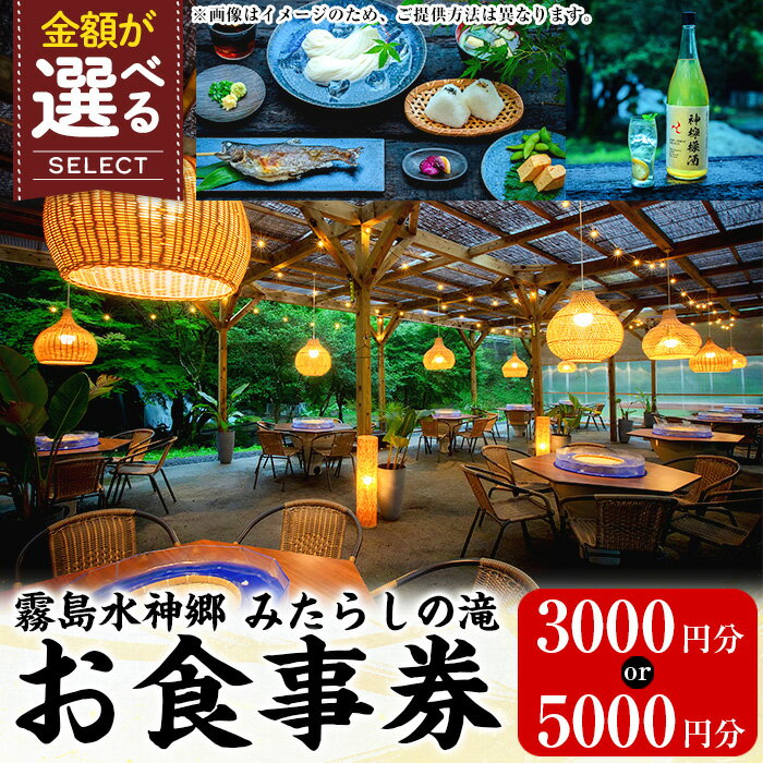 【ふるさと納税】霧島水神卿みたらしの滝 お食事券(3,000円・5,000円) 食事券 券 利用券 チケット 観光 旅行【はやと離宮】