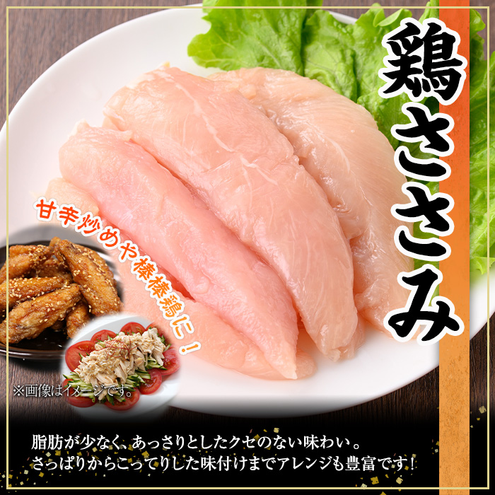 ＜選べる内容量＞鹿児島県産若鶏ささみ(計2.5kg・250g×10P)【株式会社羽根】A576 計2.5kg
