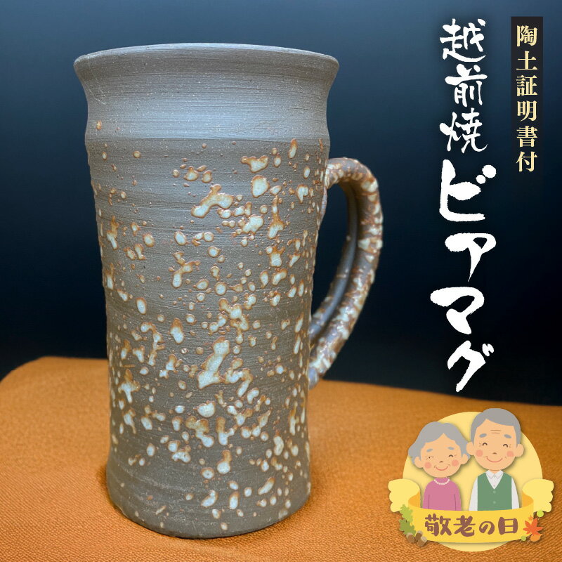 【ふるさと納税】【敬老の日限定】越前焼 ビアマグ 志野 桐箱入り 光窯「陶土証明書あり」焼酎カップ マグカップ 万能カップ 福井県越前町【敬老の日 コーヒーカップ お茶カップ 食器 酒 ビール コップ カップ ギフト 電子レンジ 食洗機 工芸品 陶器 】