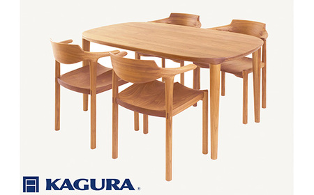 家具蔵 KAGURA ダイニングセット1650 グレース＆グランデ チェリー材 家具 テーブル アームチェア 木材 無垢材 無着色 職人 手作業 寛ぎ シンプル 洗練 茨城県