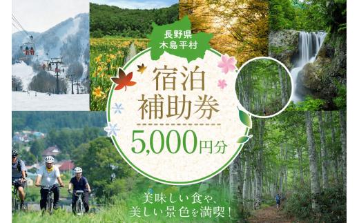 【宿泊補助券】【5,000円分】木島平村内の民宿・ペンション・ホテルで使用できる宿泊補助券　