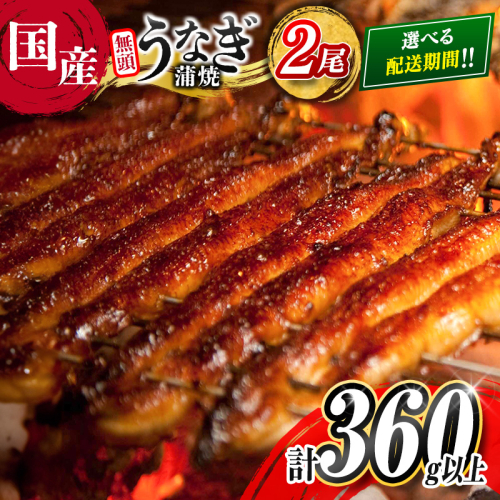 ＜選べる配送月＞高評価!! うなぎ 鰻楽 国産 蒲焼 2尾 人気 無頭 計360g以上 おすすめ 冷凍 簡単調理 個包装 鰻 魚介 贈答品 ギフト 贈り物【B555-mult】