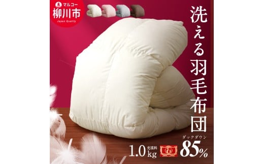 羽毛布団 シングルロング 秋冬用 150cm×210cm 4色から選べる（アイボリー・ブラウン・グレーピンク）