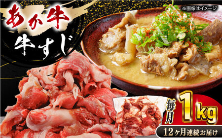 【全12回定期便】 あか牛スジ 1kg 牛すじ 牛スジ 牛すじ 牛すじ 牛スジ [YBZ050]