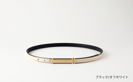 [bell la bell] リバーシブル細ベルト (カラー：ブラック/オフホワイト)