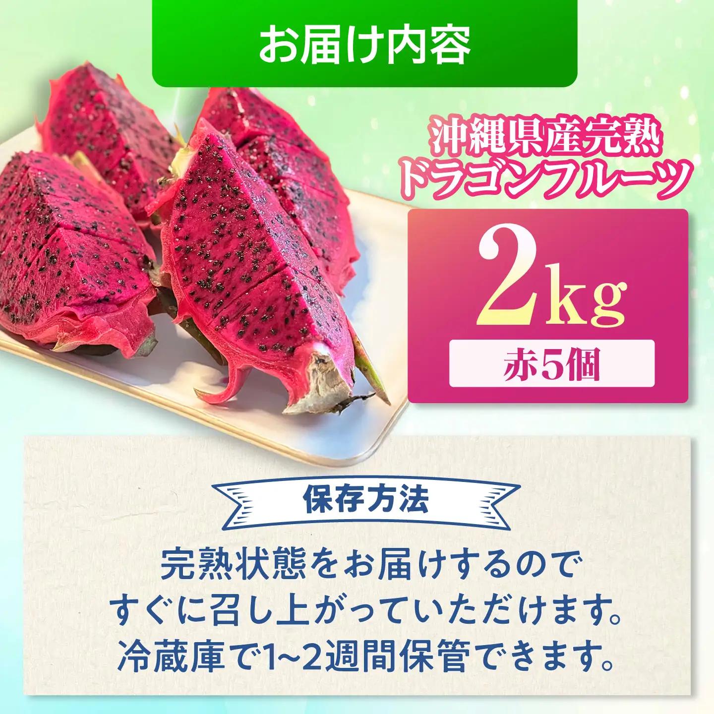 ドラゴンフルーツ 2kg 完熟直送！ 沖縄県産ドラゴンフルーツ