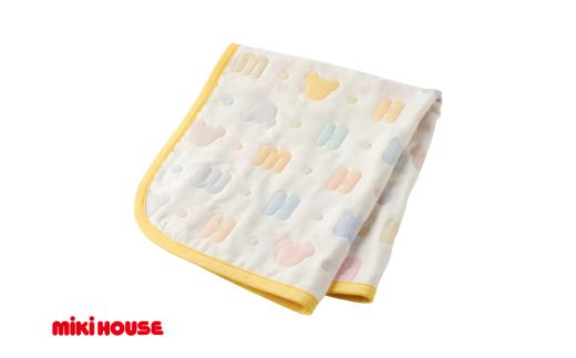 【ミキハウス】パステルロゴ柄ガーゼケット ／ Ｓサイズ　こども 子ども服 子ども 子供 子供服 播州織 mikihouse ミキハウス ガーゼケット （22-63）