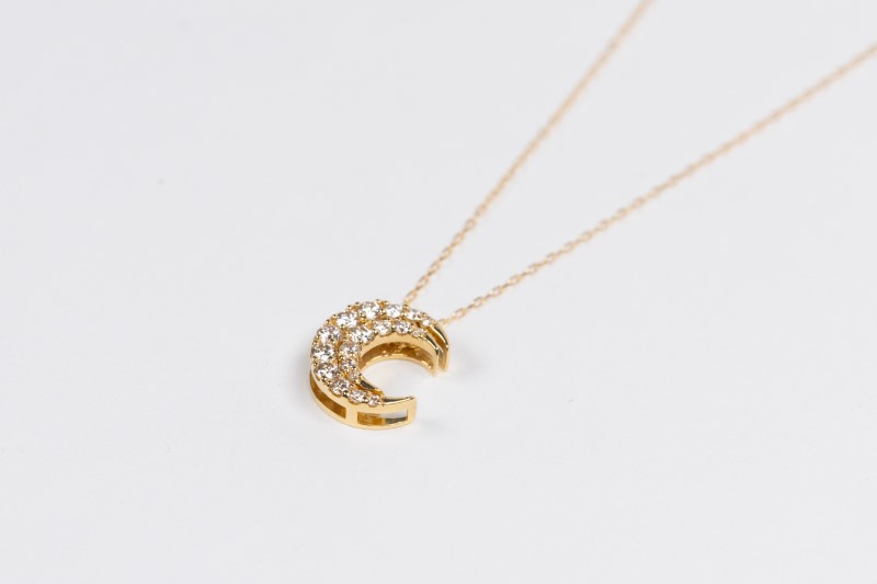 0.3ct K18YGムーンネックレス HY-23