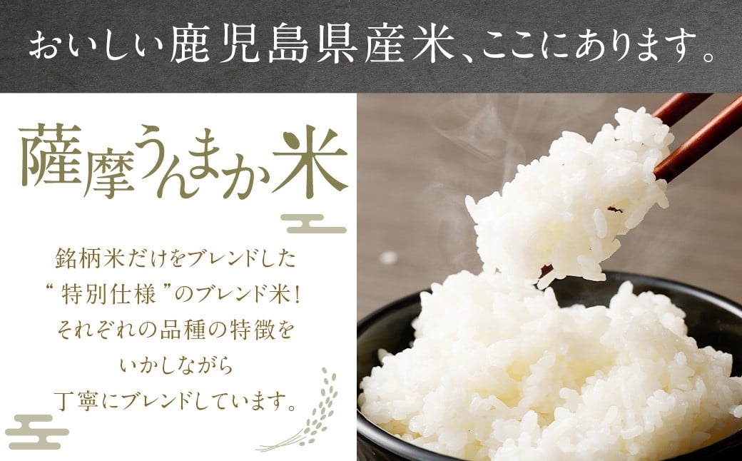 【3回定期便】 鹿児島県産 銘柄米 ブレンド 薩摩うんまか米 （15kg×3回）