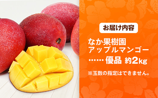 【化粧箱入り】【先行受付・2026年発送】なか果樹園 アップルマンゴー 優品 約2kg - 産地直送 先行予約 沖縄県産 贈り物 ギフト プレゼント 南国フルーツ 旬の味覚 オススメ 沖縄県 八重瀬町