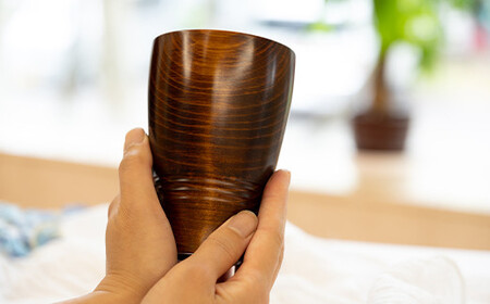 漆こっぷ-曉-弐（赤松：茶） ／ ゆうび 漆塗り 食器 コップ