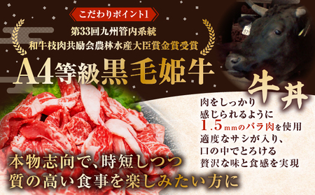 【 全12回 定期便 】黒毛姫牛 贅沢旨味 牛丼 の 具（4食分） K258-T08_04b 肉 牛肉 惣菜 総菜 冷凍