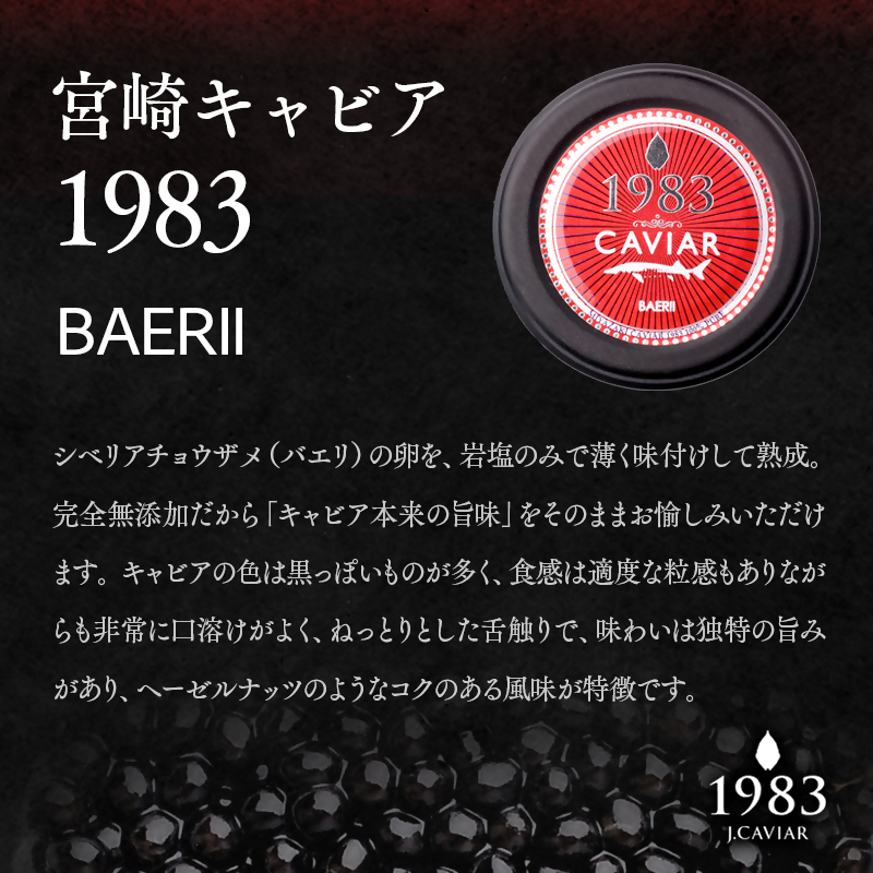 【12ヶ月定期便】宮崎キャビア1983バエリ MIYAZAKI CAVIAR1983 BAERII 20g×12ヶ月＜48-2＞魚卵 キャビア 全12回 宮崎県西都市