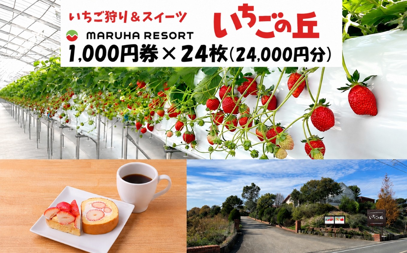 
まるは食堂 マルハリゾート いちごの丘1,000円券24枚（24,000円分） ※着日指定不可
