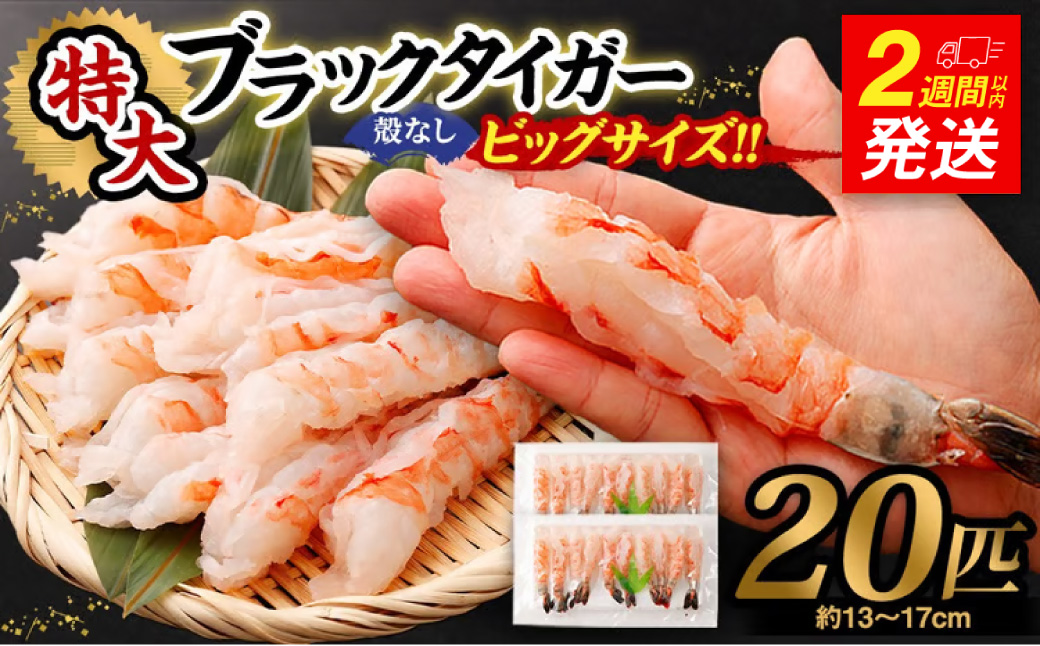 特大 ブラックタイガー 殻なし ビッグサイズ（20匹）