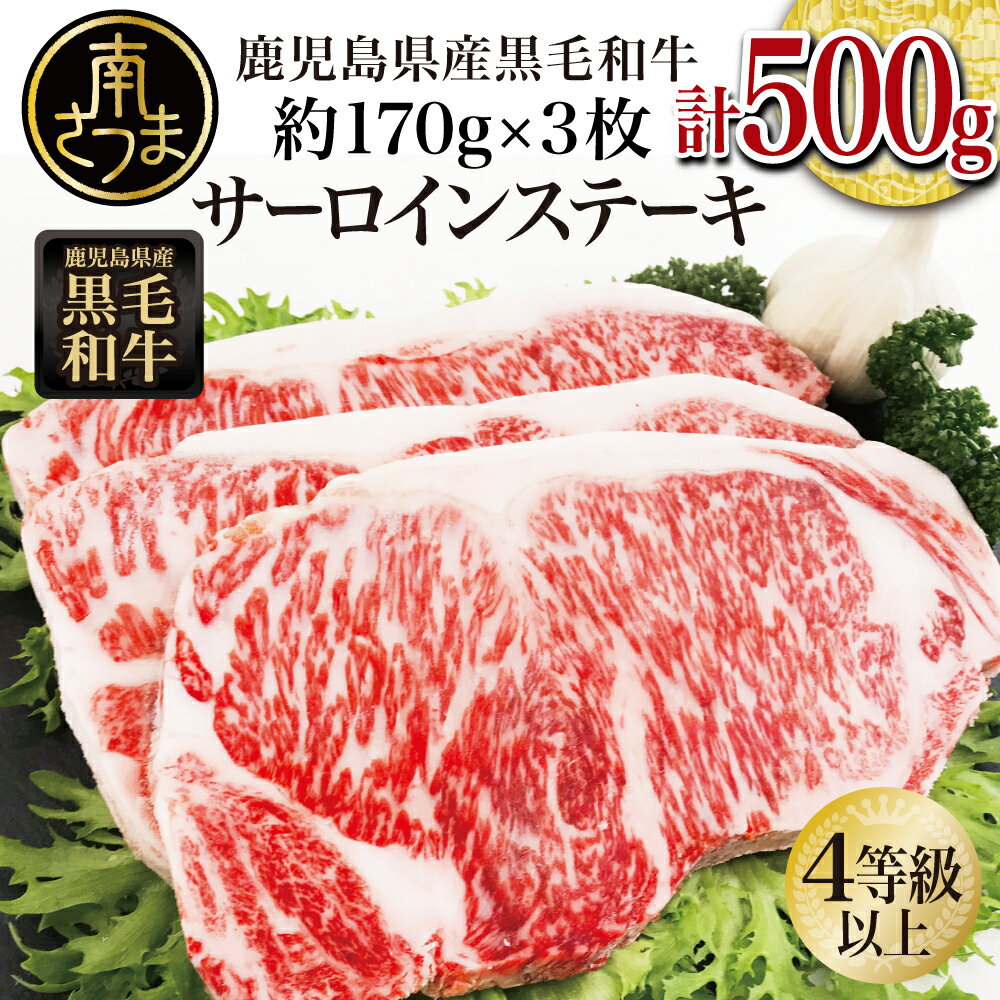 【ふるさと納税】鹿児島県産 黒毛和牛 サーロイン ステーキ 計500g （約170g×3枚）★お届け月が選べる★ 国産 和牛 牛肉 お肉 サーロイン 4等級以上 冷凍 BBQ バーベキュー キャンプ お取り寄せ 贈答用 贈り物 スターゼンミートプロセッサー 送料無料