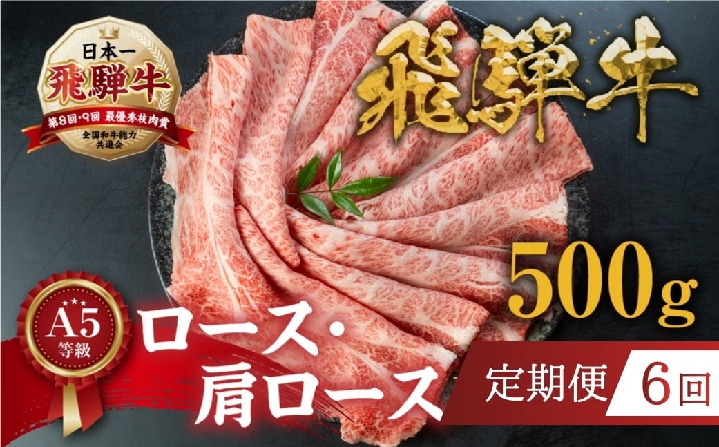 
                  【定期便】 [A5等級] 飛騨牛すき焼き・しゃぶしゃぶ用 500g 6回定期便『ロース・肩ロース肉』| 牛肉 [0166] 牛肉 肉 和牛 黒毛和牛 国産牛 a5 霜降り 小分け すき焼き用牛肉 トキノ屋食品 本巣市 すき焼き肉
                
