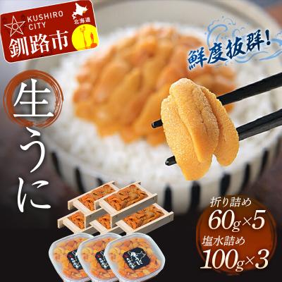 ふるさと納税 釧路市 生うに折60g×5&amp;塩水うに詰100g×3 F4F-3215