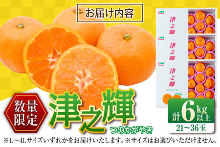 先行予約 津之輝 つのかがやき 6kg以上 (2kg×3箱) 希少 期間限定 数量限定 フルーツ 果物 くだもの 柑橘 みかん 令和8年発送 国産 食品 おすすめ デザート おやつ みかんジュース フ