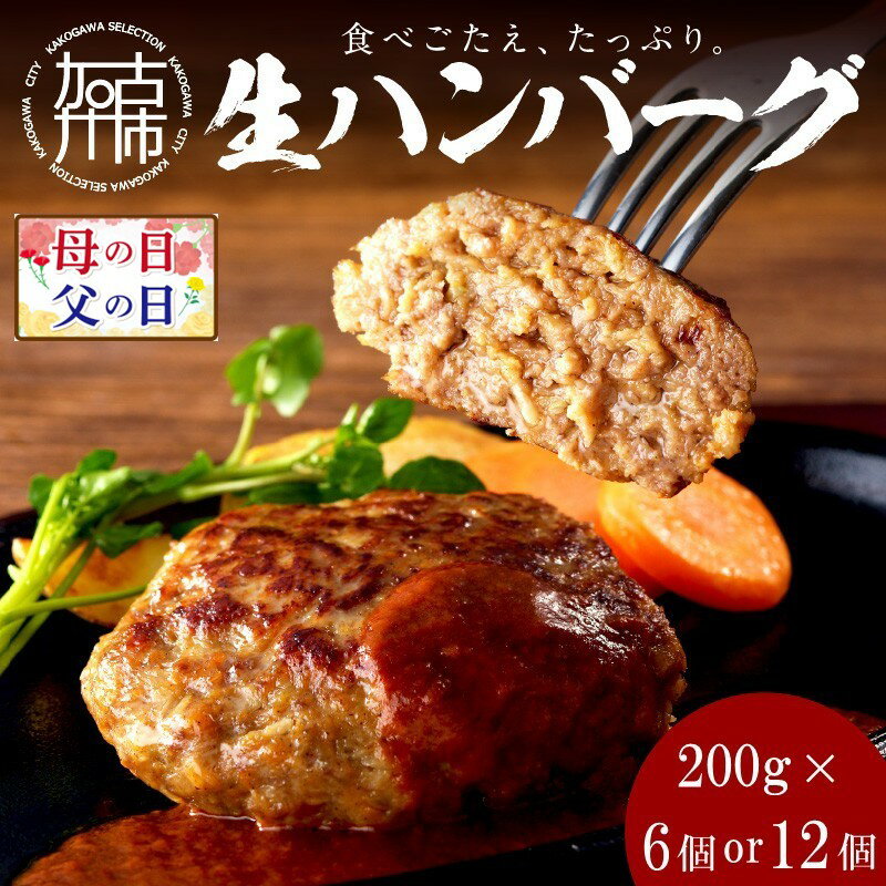 【ふるさと納税】＼母の日・父の日／【食べ応えたっぷり！】 自家製生ハンバーグ200g 6個 12個 《 惣菜 ハンバーグ 肉 小分け 簡単調理 冷凍 焼くだけ 加古川市 グルメ 自家製 牛ミンチ おすすめ プレゼント お取り寄せ 選べる 》