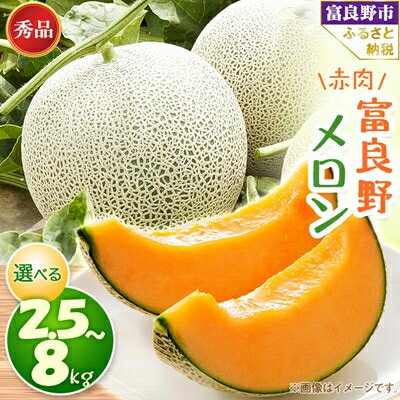 【ふるさと納税】【2025年発送】富良野メロン　秀品　赤肉(約2.5kg/約3.2kg/約4kg/約8kg)_ メロン ふらのメロン フルーツ 果物 くだもの 北海道 富良野市 富良野 人気 美味しい ギフト プレゼント 【G1356906】