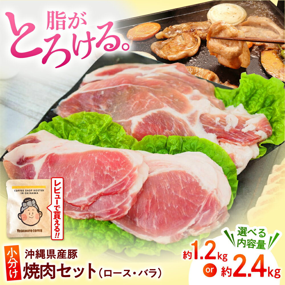 【ふるさと納税】選べる内容量！沖縄 くいまーる豚 焼肉セット (ロース・バラ) 約1.2kg or 約2.4kg スライス 豚ロース 豚肉 豚バラ肉 小分け 国産 人気 沖縄市 / 宮城ふぁーむ 焼肉用 冷凍配送
