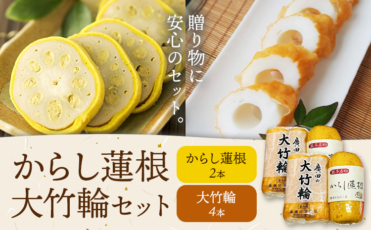 からし蓮根 大竹輪 セット 2種類 各2個 廣田蒲鉾店《90日以内に出荷予定(土日祝除く)》ちくわ 竹輪 辛子蓮根 レンコン 揚げたて 郷土料理 名産品 土産 熊本県 菊池市 おつまみ 惣菜 冷蔵 送料無料---031-1997---