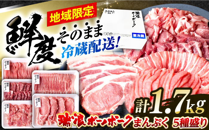 ※冷蔵配送/地域限定※ 岐阜県産 豚 瑞浪ボーノポーク まんぷく 5種盛り 1.7kg (ロースしゃぶしゃぶ・肩ロース焼肉・バラスライス・小間切・ローステキカツ) 瑞浪市 / きなぁた瑞浪 [AZCI017]