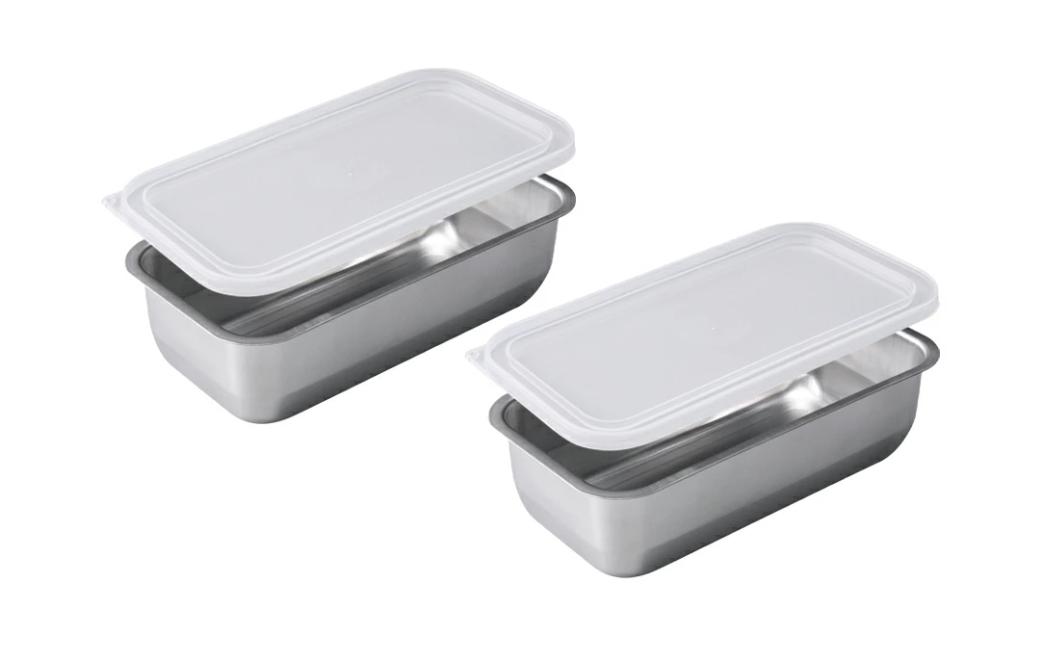 
お料理はかどる 蓋付き角バット1/3サイズ 2個セット (ステンレスバット)【 キッチン用品 キッチングッズ 調理器具 ステンレス製 燕三条製 】 FC010267
