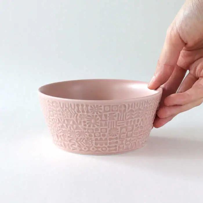 【波佐見焼】PATTERNED BOWL ペア 2点セット morning mist + antique rose 【BIRDS’ WORDS】[CF074]