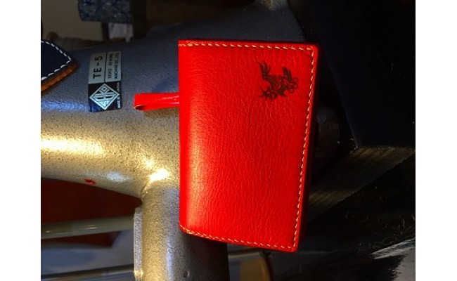 【職人手縫い】和歌山日本鹿革名刺入れ　青龍（青色）AJ005_イメージ4