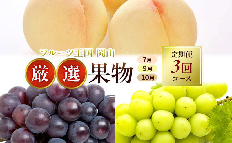 フルーツ 定期便 2026年 先行予約 フルーツ王国 岡山 厳選 果物 （7月 9月 10月）3回コース 桃 もも 葡萄 ぶどう 岡山県産 国産 セット ギフト ニューピオーネ シャインマスカット 晴王 旬の果物 