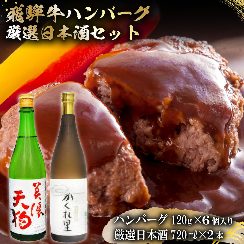 飛騨牛 ハンバーグ120g×6個入り　+　厳選日本酒720ml×2本【0026-048】_イメージ1