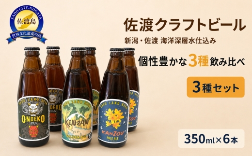【佐渡のクラフトビール6本】金山（IPA）×2＋カンゾウ（ゴールデンエール）×2＋おんでこ（ペールエール）×2 各350ml 佐渡海洋深層水仕込み | 新潟のクラフトビール 佐渡のビール 地ビール クラフトビール ビール beer お酒 酒 缶ビール 飲みくらべ にいがた さど 新潟県 佐渡市