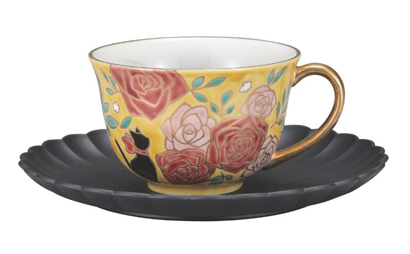 九谷焼　カップ＆ソーサー・黒猫