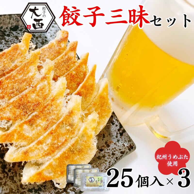 【ふるさと納税】餃子三昧セット(にんにく餃子・梅餃子・しょうが餃子) / 和歌山県 田辺市 ぎょうざ ギョウザ ギョーザ シュウマイ 焼売 にんにく不使用 手作り 紀州うめぶた 紀州南高梅 南高梅 宝梅使用 無添加 冷凍