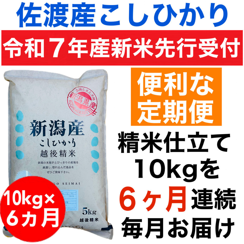 【令和7年度産新米・定期便予約】佐渡産コシヒカリ 10kg(精米)　全6回