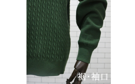 スウェット ケーブル柄 スウェットプルオーバー ( グリーン XL ) メンズ ニット 綿100％ | 長袖 無地 カジュアル シンプル おしゃれ 男性 ギフト 秋冬 秋 冬 新潟県 五泉市 有限会社
