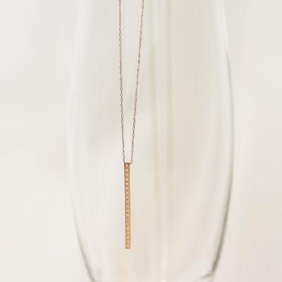 ふるさと納税 大津市 【10金 ラボダイヤネックレス 0.095ct】70cm ロングバーペンダント 優しい透明感 K10 |  | 02